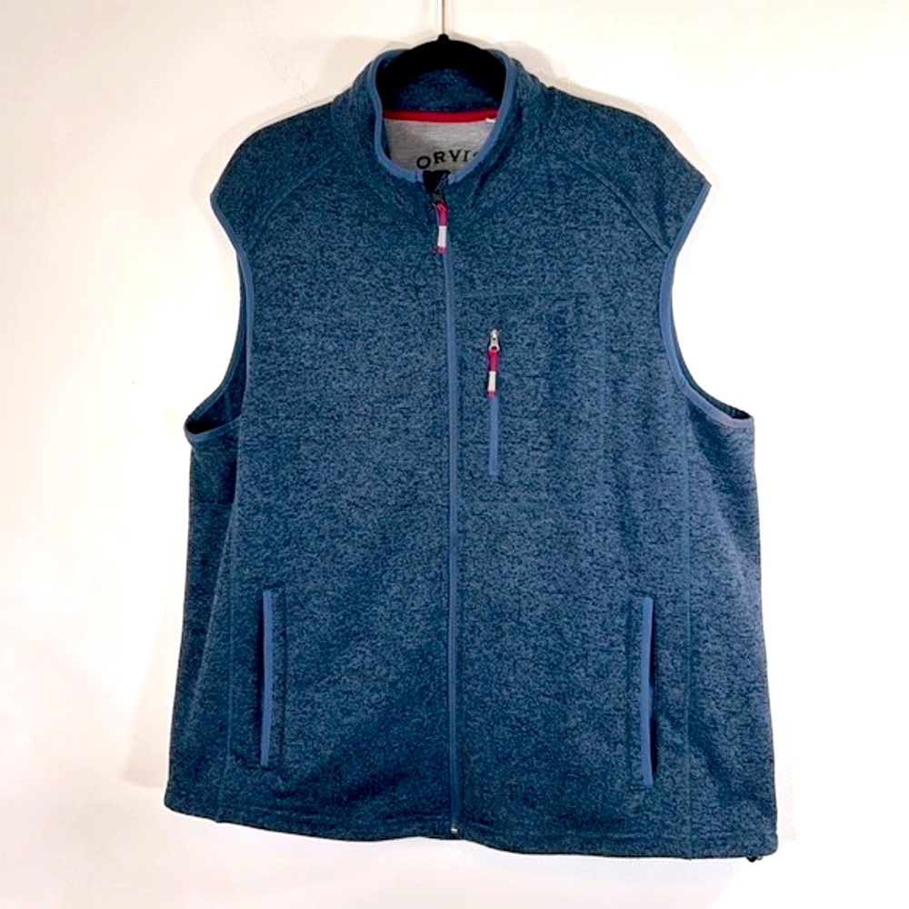 Orvis Classic Cold Weather Fleece Zip Up Mens Size XXL Blue Sleeveless Vest